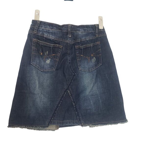 Vintage Mudd Y2K 90s Denin Jean Skirt Size 9 Distressed Boho Western Festival - Picture 2 of 9
